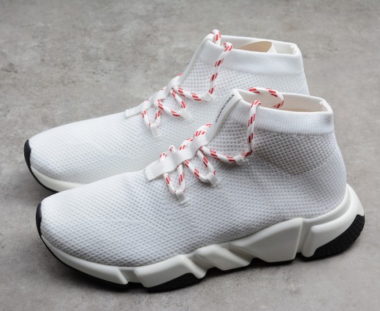 Balenciaga Speed Lace Up Knit Trainer White
