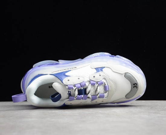 Balenciaga Triple S Clear Sole Trainer Sneaker White Blue Purple