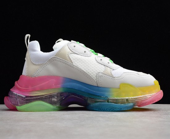 Balenciaga Triple S Clear Sole Trainer Sneaker White Rainbow
