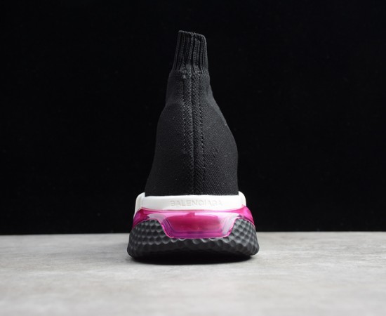 Balenciaga Speed Lt Clear Sole Knit Sock Sneakers Black Purple