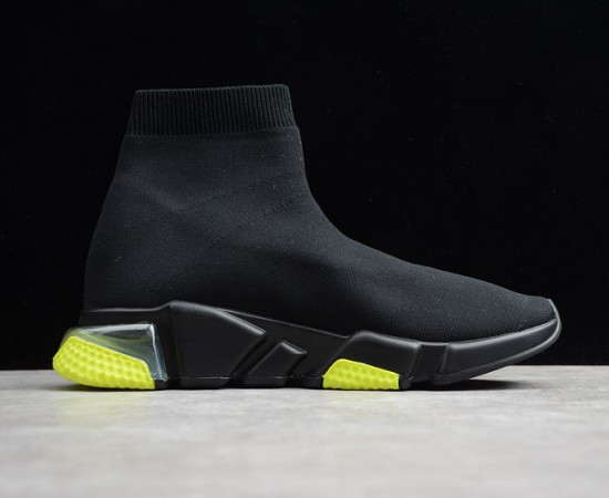 Balenciaga Speed Lt Clear Sole Knit Sock Sneakers Black Volt