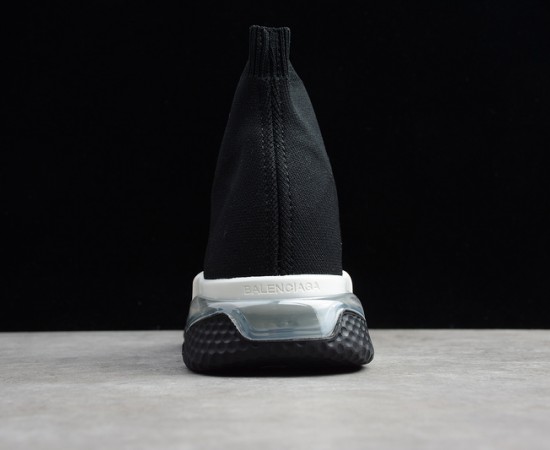 Balenciaga Speed Lt Clear Sole Knit Sock Sneakers Black White