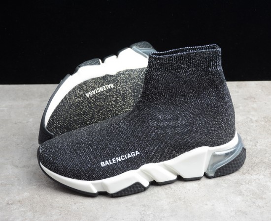 Balenciaga Speed Lt Clear Sole Knit Sock Sneakers Silver Grey