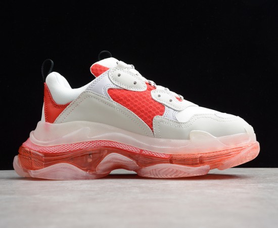 Balenciaga Triple S Clear Sole Sneakers White Red