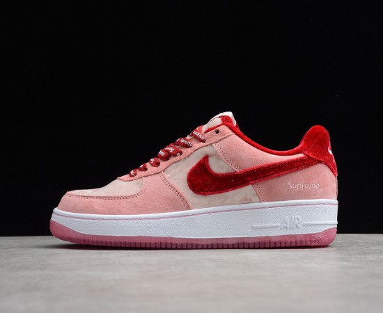 Nike Air Force 1 Low Supreme Pink Red Velvet Custom
