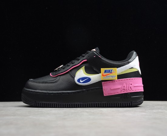 Nike Air Force 1 Low Shadow Black Pink Removable Patches CU4743-001