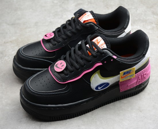Nike Air Force 1 Low Shadow Black Pink Removable Patches CU4743-001