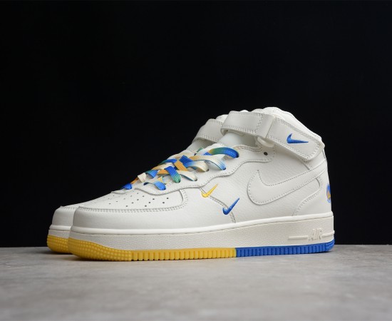 Nike Air Force 1 07 Mid Su19 White Yellow Blue Shoes GT5663-306