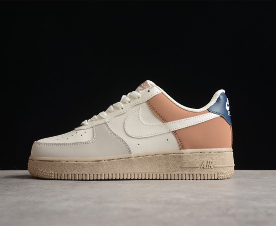 Nike Air Force 1 07 Low White Navy Blue Brown Shoes BS8871-107