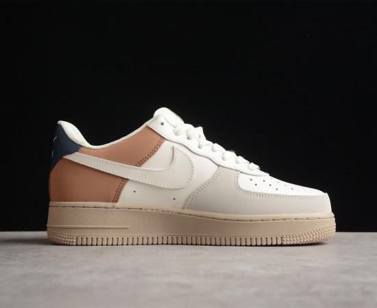 Nike Air Force 1 07 Low White Navy Blue Brown Shoes BS8871-107