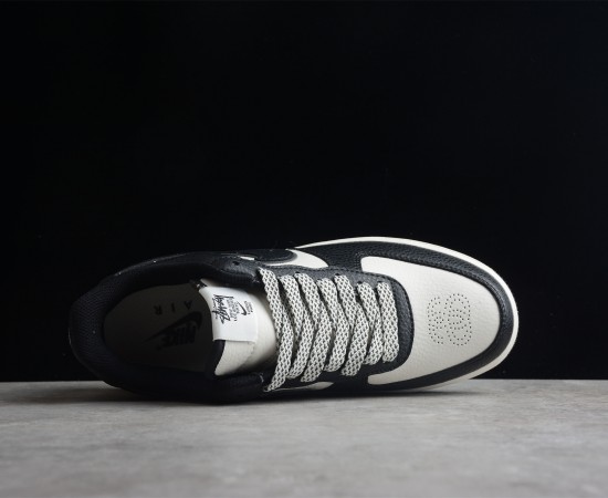 Stussy x Nike Air Force 1 Low Gypsophila Black White Shoes ST2022-618